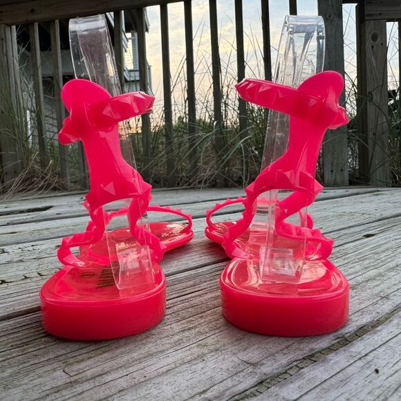 Valentino Garavani Rockstud PVC Jelly Sandals Flats Jellies Hot Neon Pink 38 / 8 - Picture 8 of 13